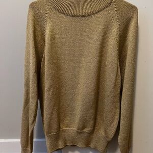 Shimmering Gold Women's Turtleneck Sweater